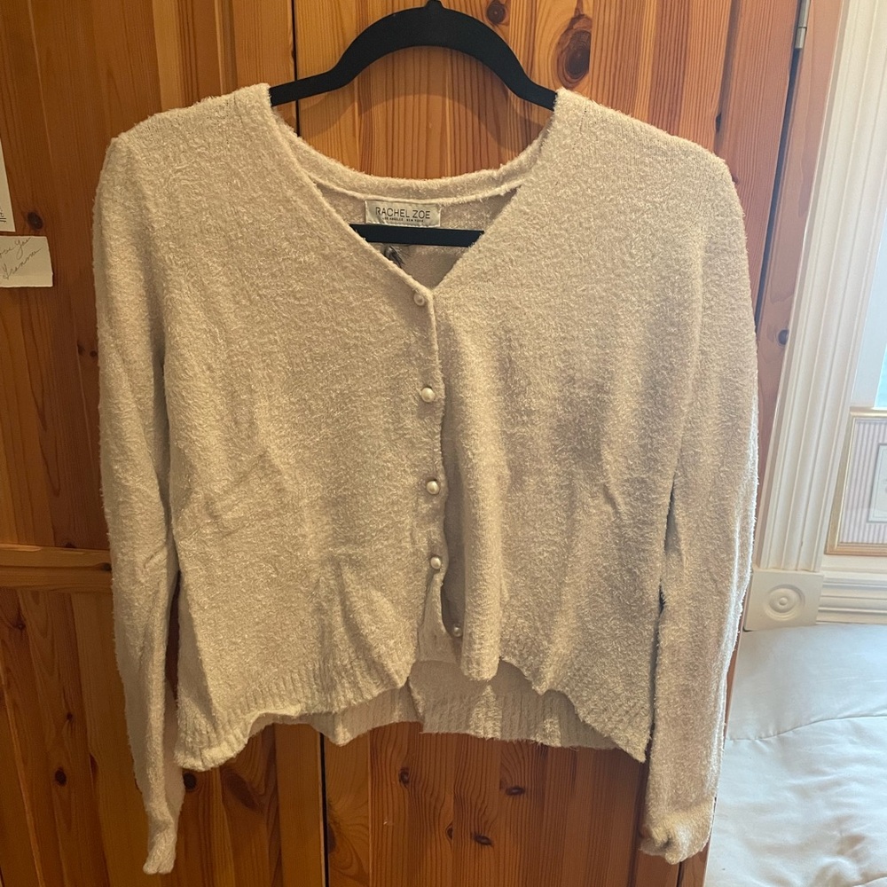 Rachel Zoe Cream Button-Up Cardigan